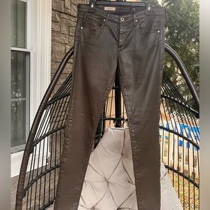AG ADRIANO GOLDSCHMIED DARK CHOCOLATE SUPER SKINNY COTTON LEGGINGS SIZE 30